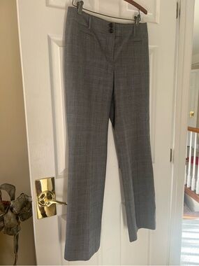 Ann Taylor LOFT Gray Glen Plaid Straight-Leg Career Pants Size 2